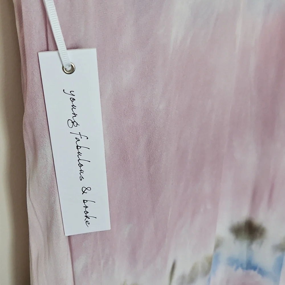 Young Fabulous & Broke Tie Dye Pink and White Sleeveless V-Neck Maxi Sundress XL - Picture 8 of 14